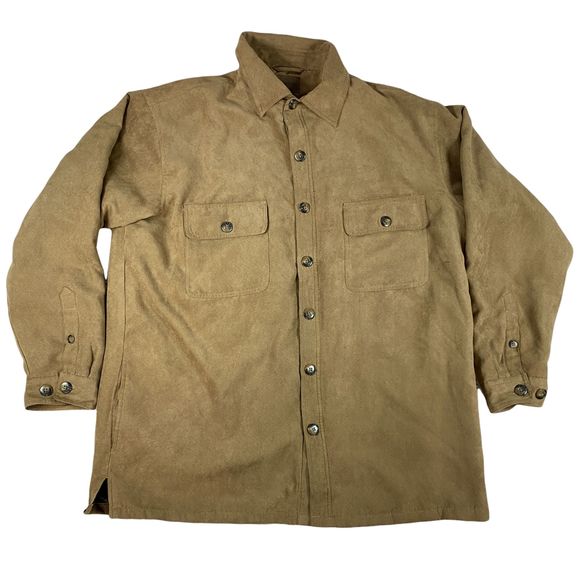 St Johns Bay Mens Large 100% Polyester Brown Button Up Jacket - Picture 9 of 9